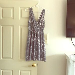 Light Grey Metallic Sequin Mini Dress
